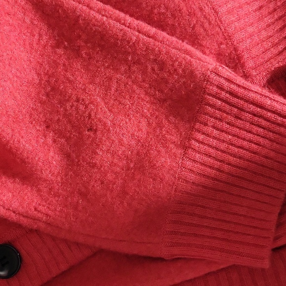 🛍Jones NY Womens 1X Strawberry Red Merino Wool Cardigan Button Front Casual - Picture 10 of 12
